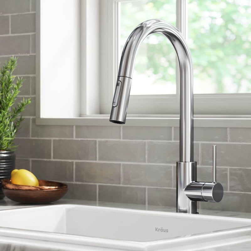 KRAUS Oletto Contemporary Pull-Down Single Handle Kitchen Faucet in Chrome, KPF-3104CH - Image 2